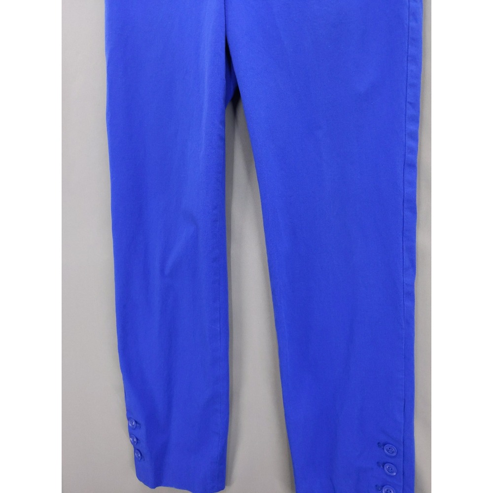 Talbots Chatham Ankle Pants Women 10 Blue Side Zip Button Hem Stretch - Picture 3 of 9